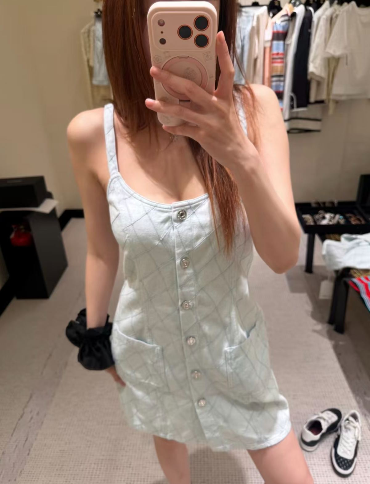 Cha* 2026 New Arrival Argyle Denim Dress