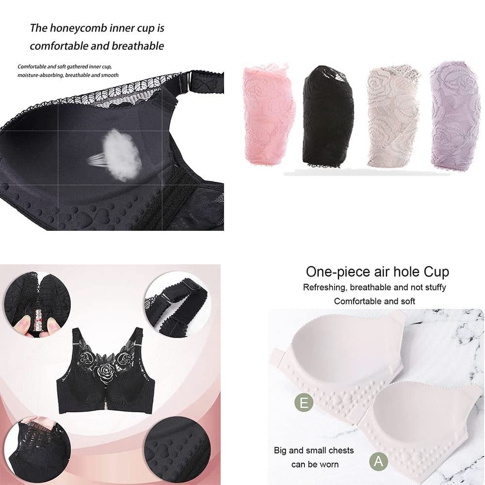 Plus Size Rose Front Closure Lace Comfy Bras(Size runs the same as regular bras)
