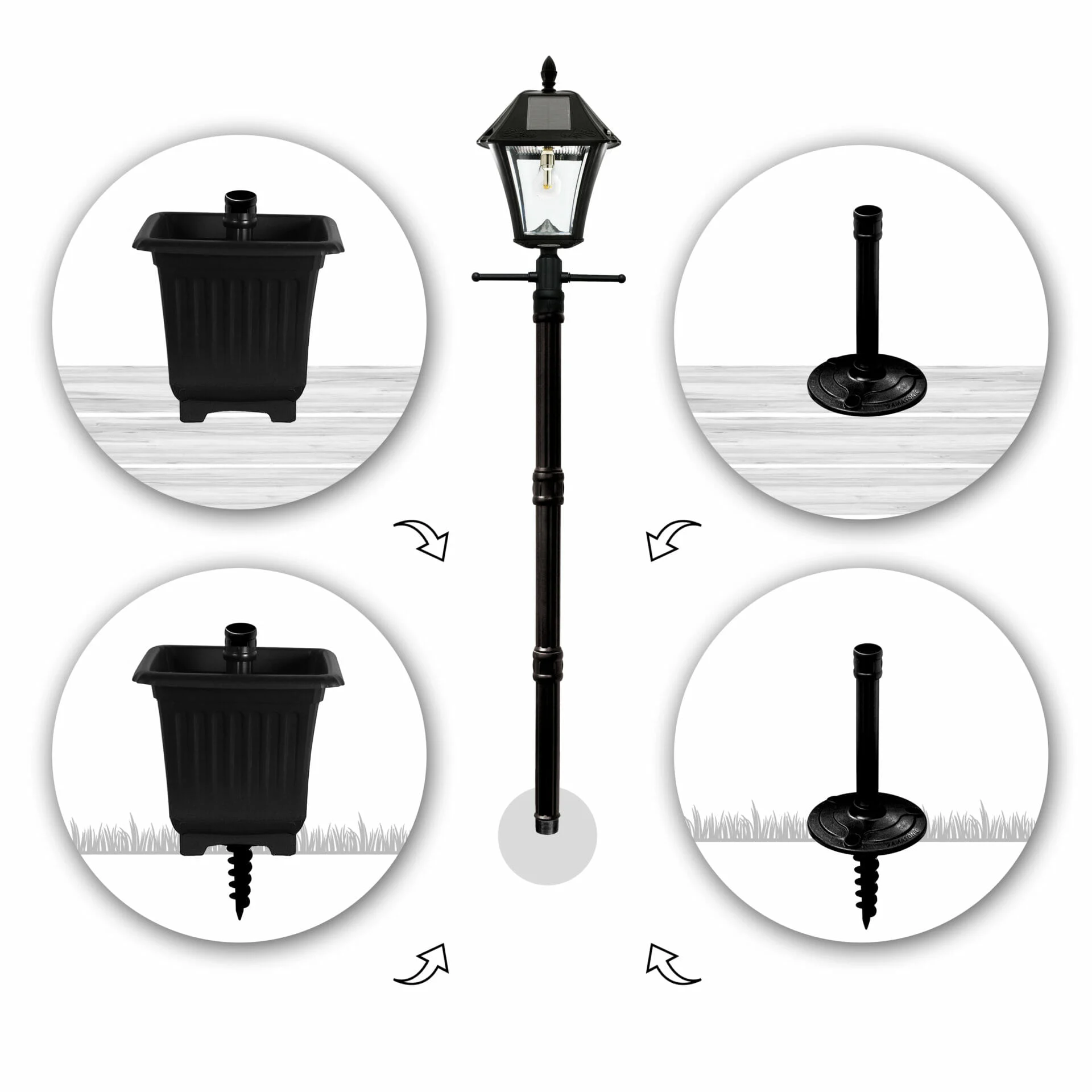 🎉Limited Time Promotion💝Only Today Buy 2 Get 3 Free ✨Energizer Solar 3-Head Lamp Post w/ Detachable Planter