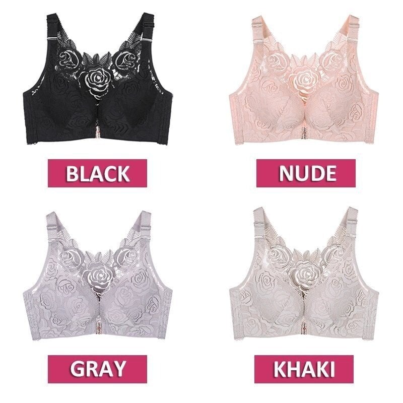 Plus Size Rose Front Closure Lace Comfy Bras(Size runs the same as regular bras)