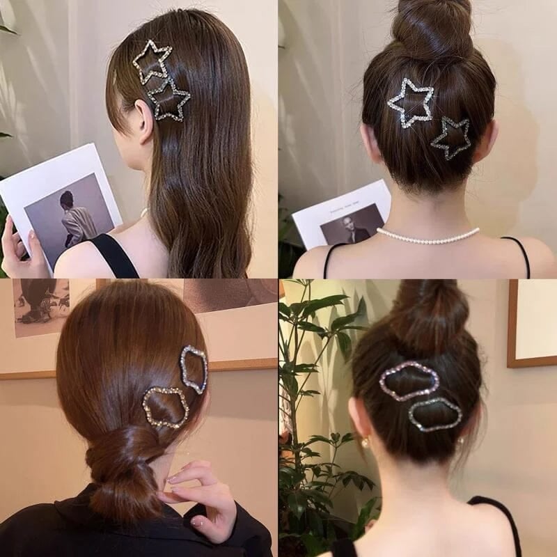 (🔥HOT SALE NOW 49% OFF) - Rhinestone Bling Snap Hair Clip Barrettes