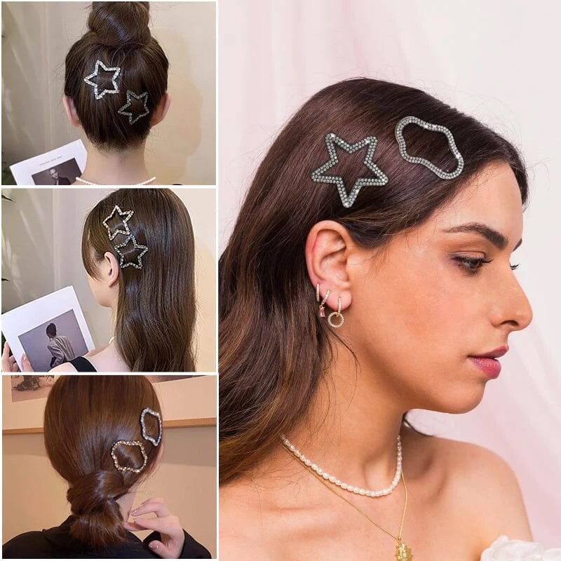 (🔥HOT SALE NOW 49% OFF) - Rhinestone Bling Snap Hair Clip Barrettes