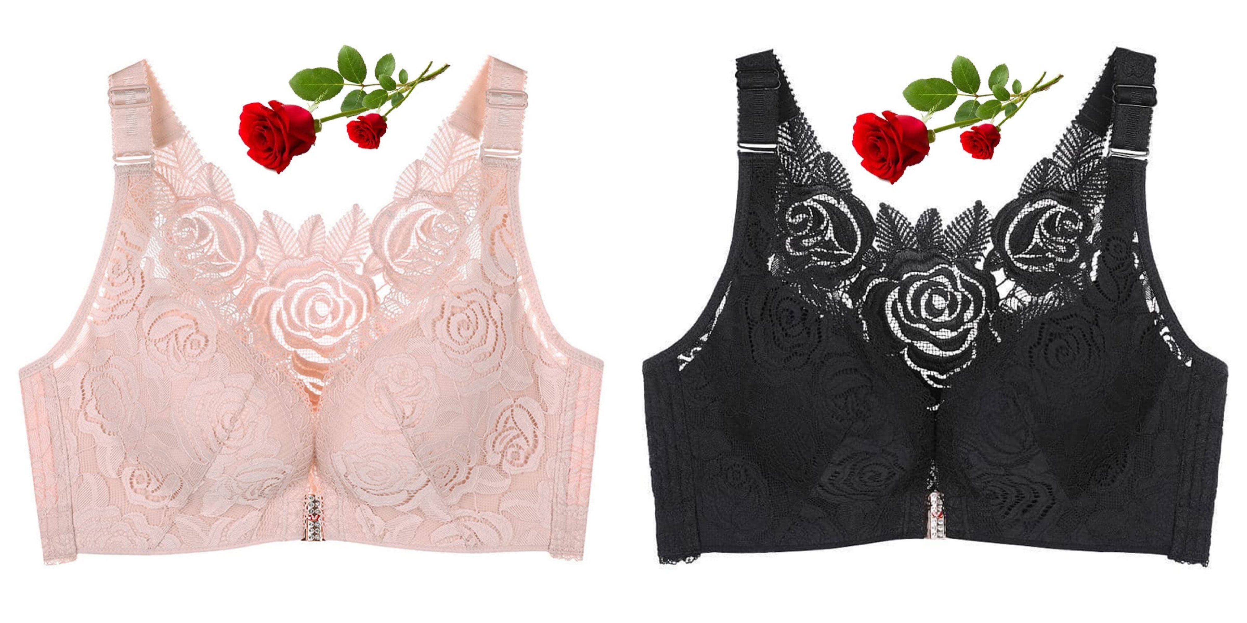 Plus Size Rose Front Closure Lace Comfy Bras(Size runs the same as regular bras)
