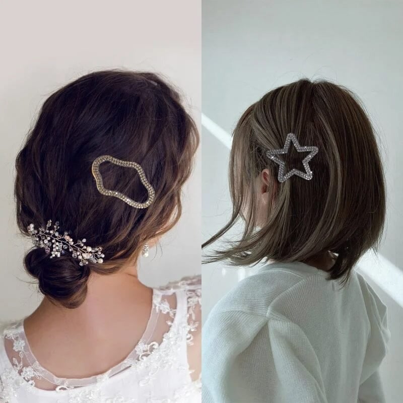 (🔥HOT SALE NOW 49% OFF) - Rhinestone Bling Snap Hair Clip Barrettes