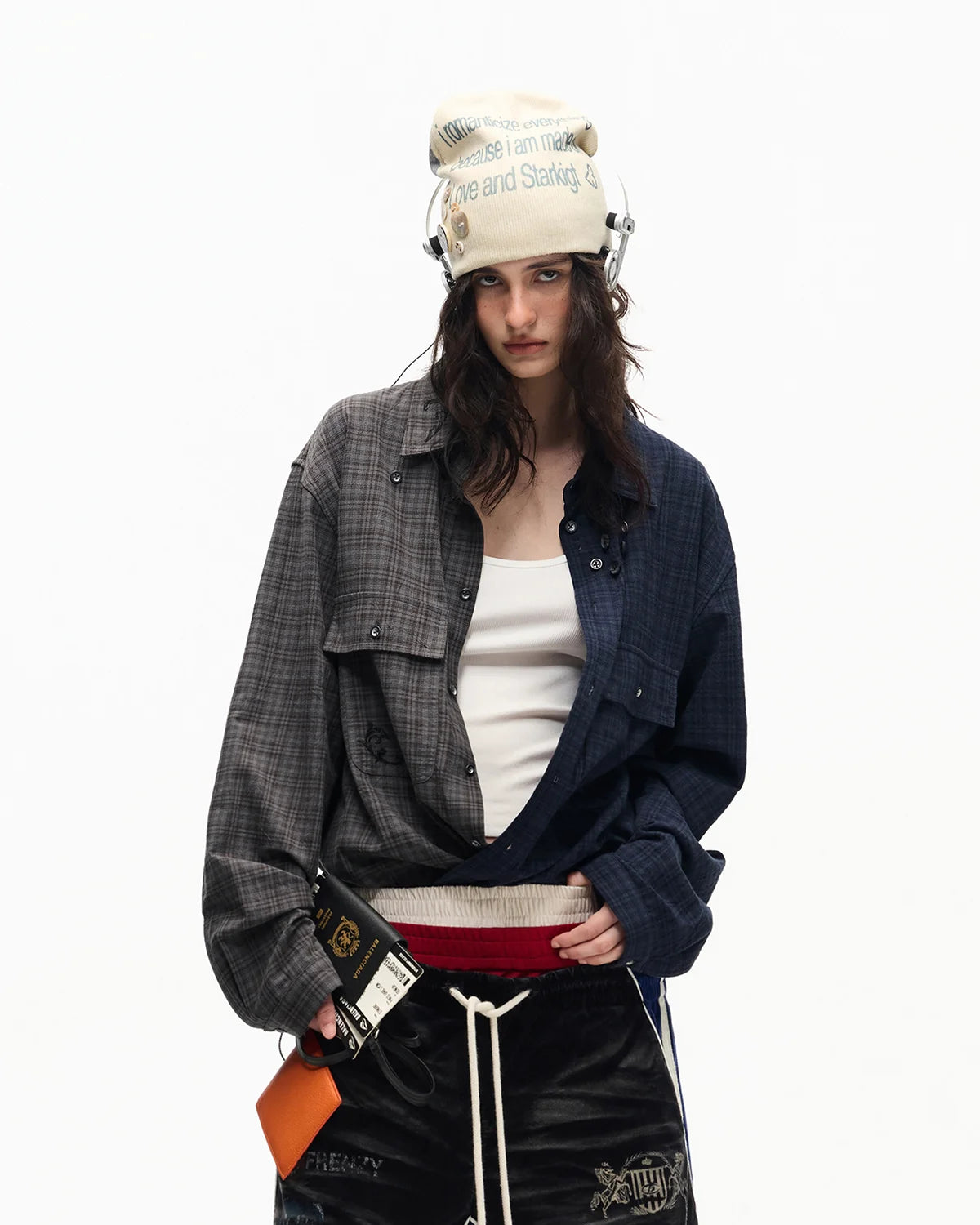 Two-Tone Split Plaid Shirt