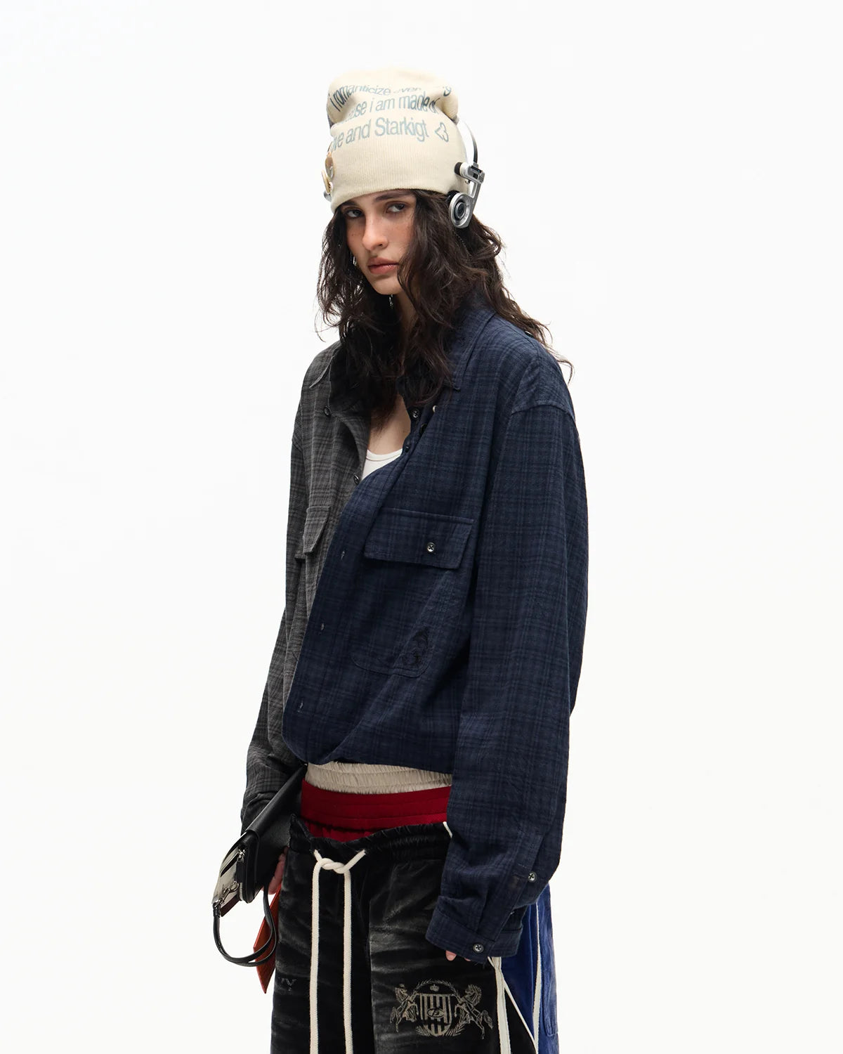 Two-Tone Split Plaid Shirt