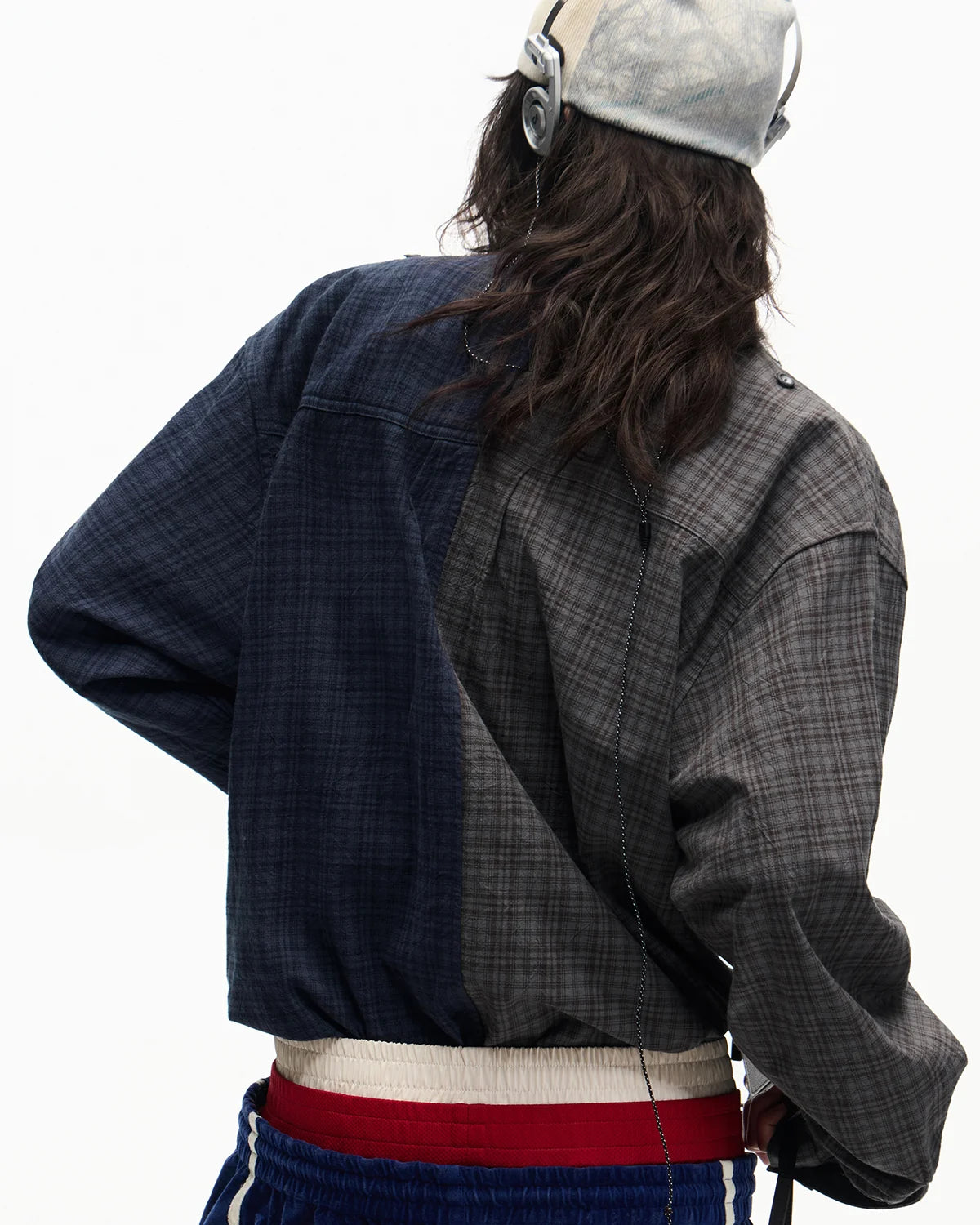 Two-Tone Split Plaid Shirt