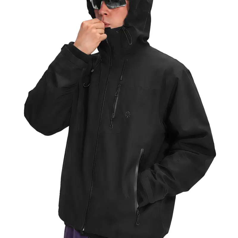  Unisex Waterproof Hooded Jacket Black/Teal/Ivory