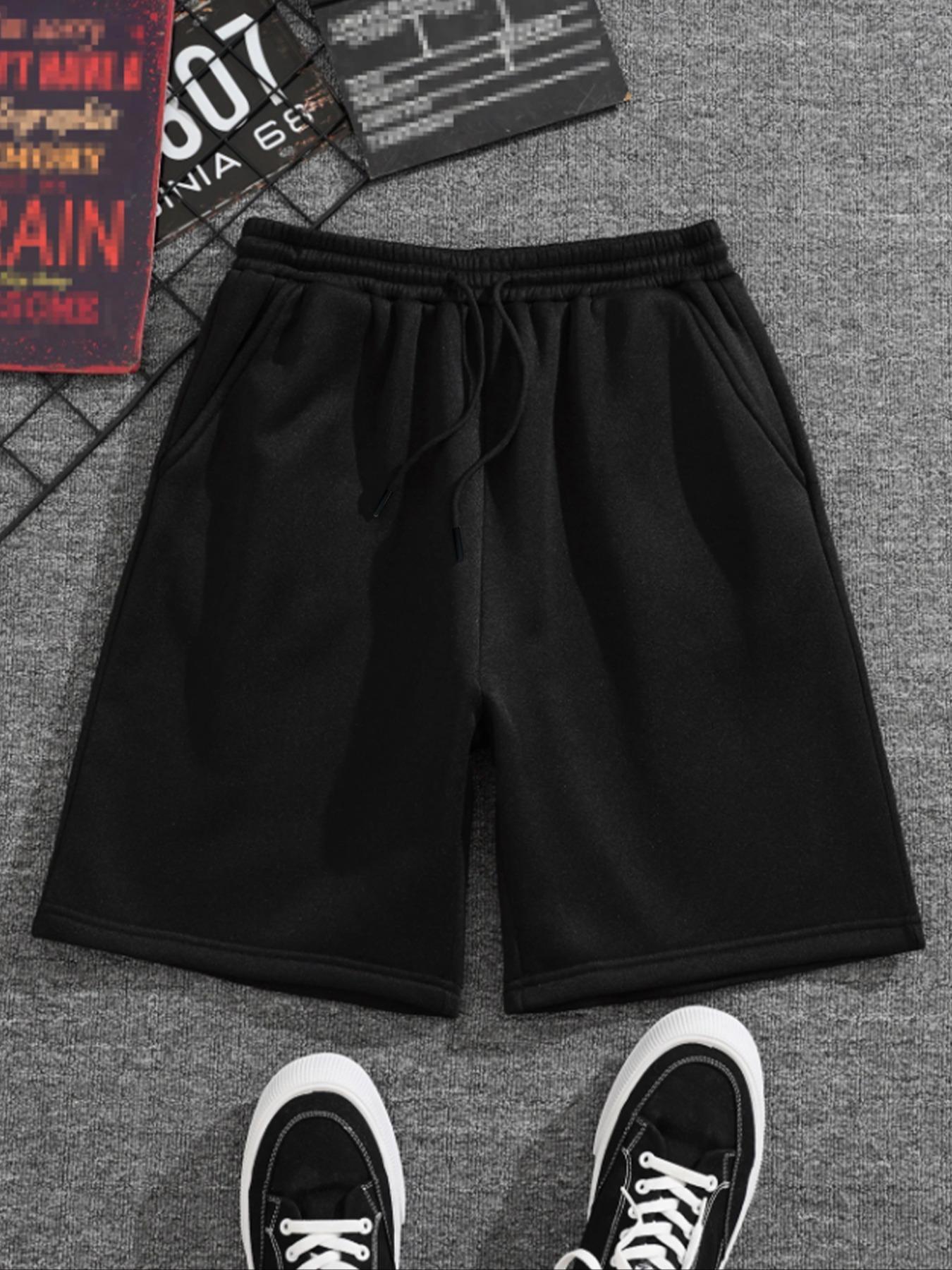 Men's Solid Color Drawstring Waist Shorts, Regular Fit Casual Loungewear Comfy Breathable Everyday Lounge Shorts for Summer, Men's Bottoms for Daily Wear, Menswear