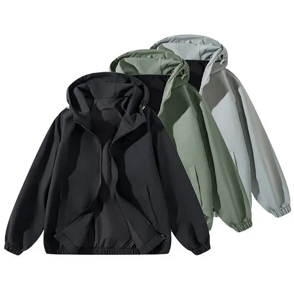 Zip Up Hoodie Men's Vintage Washed Polyester