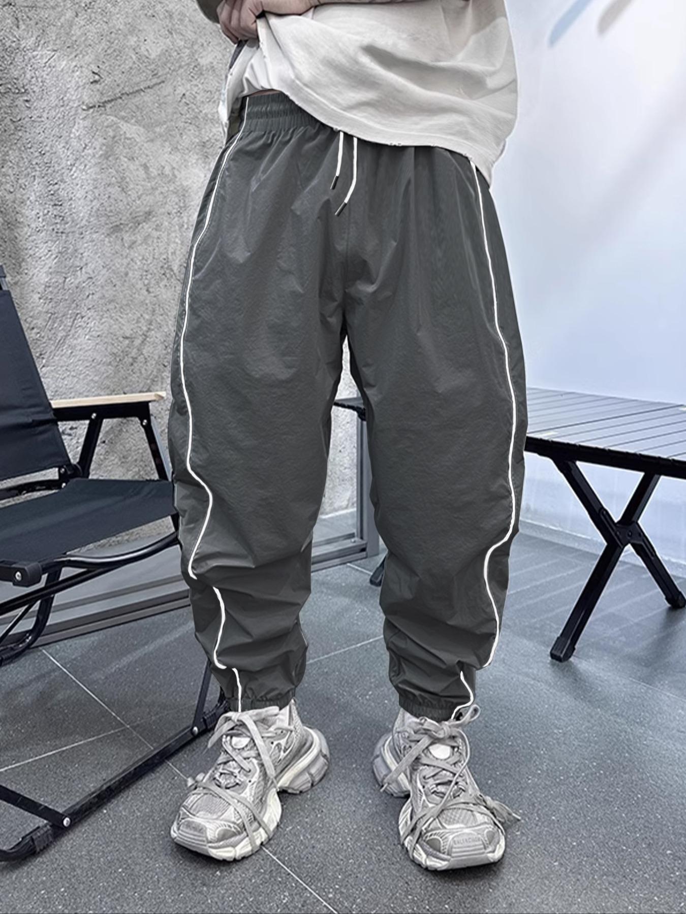 Men's Loose-Fit Casual Pants with Drawstring Waist, H-Type Silhouette, Long/regular Length, Ideal for Spring & Fall Outdoor Activities