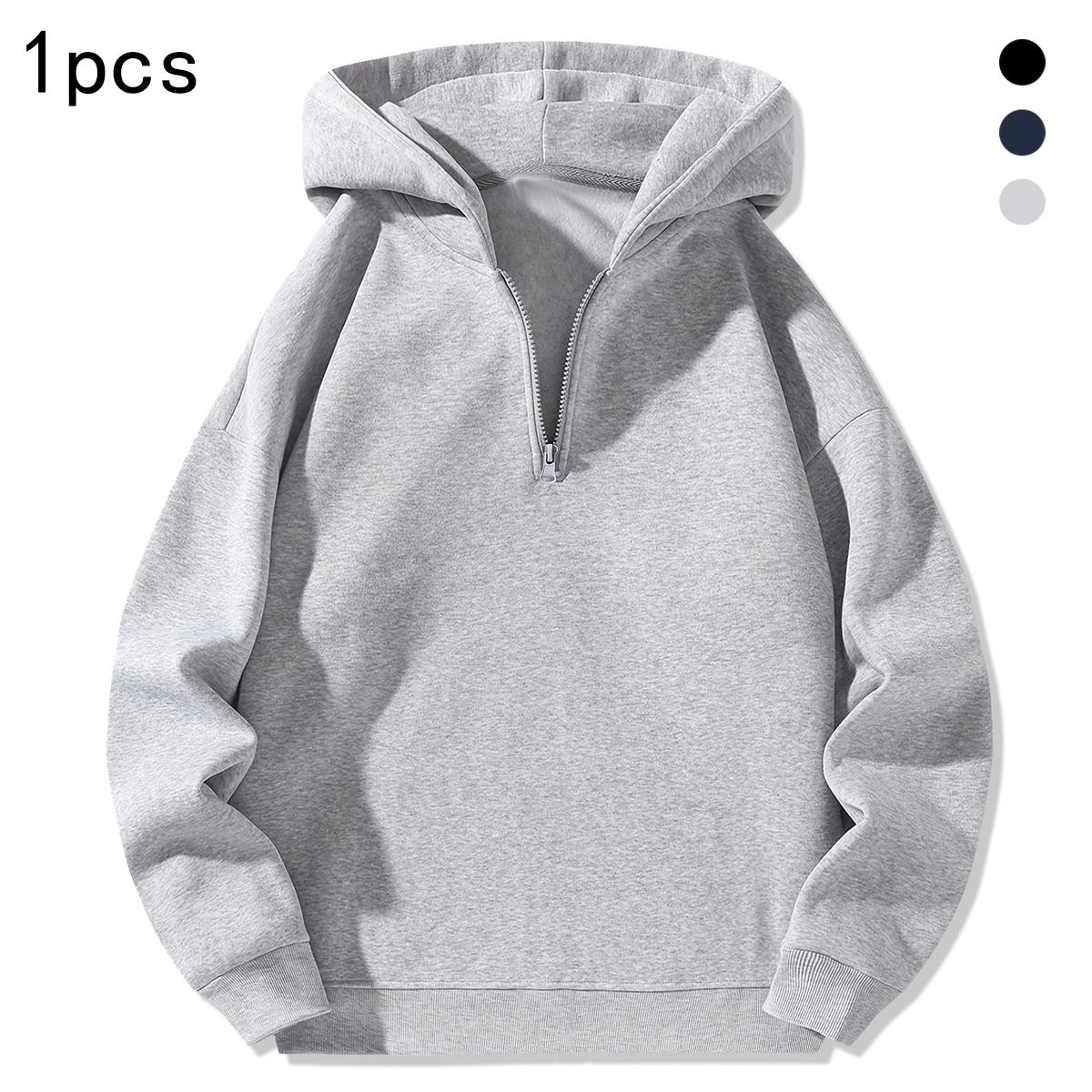 Men's Fitted Half-Zip Hoodie - Long Sleeve Streetwear Men's Clothing, Everyday Tops, Sports & Casual Outdoors Sweatshirt