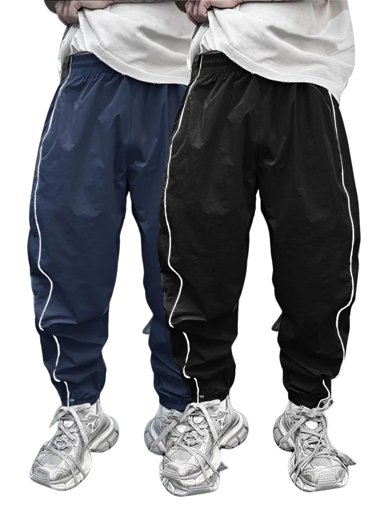 Men's Loose-Fit Casual Pants with Drawstring Waist, H-Type Silhouette, Long/regular Length, Ideal for Spring & Fall Outdoor Activities
