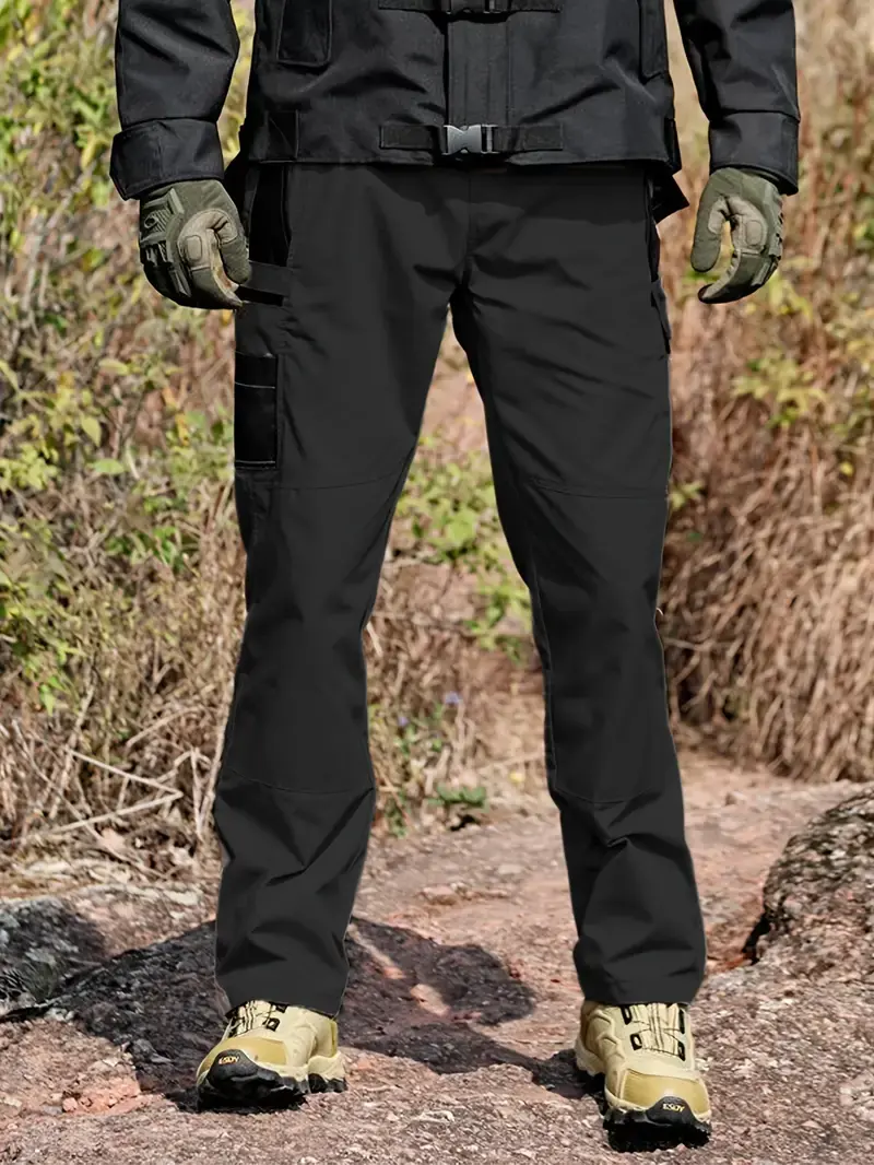 HOMUG Men's Tactical Cargo Trouser - Menswear Polyester Clothing, 230 GSM Water-Resistant Durable Fabric, Multi-Zipper-Pocket Plain Utility Pants for Work, Tactical Gear and Accessories, Size Up for Looser Fit