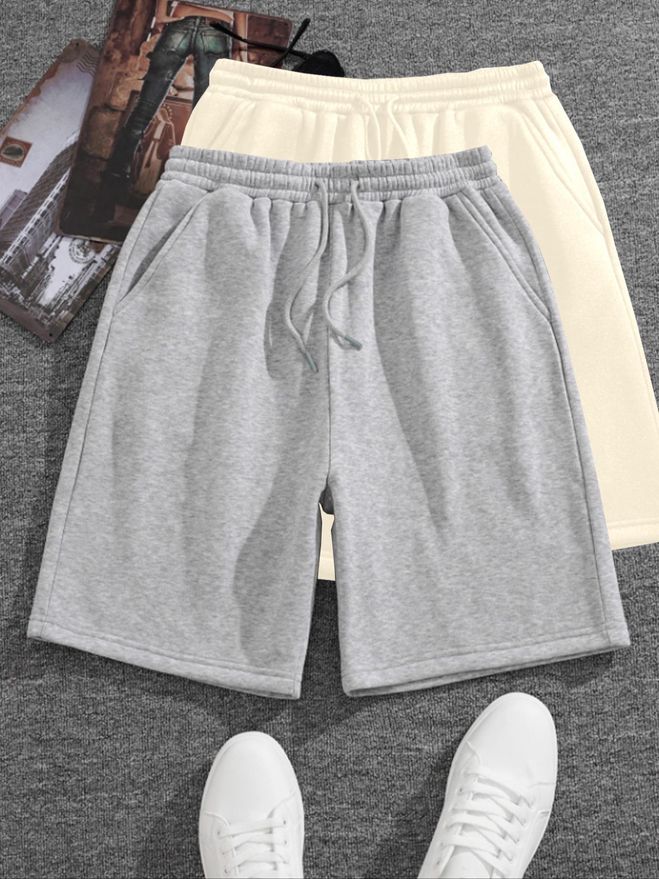 Men's Solid Color Drawstring Waist Shorts, Regular Fit Casual Loungewear Comfy Breathable Everyday Lounge Shorts for Summer, Men's Bottoms for Daily Wear, Menswear