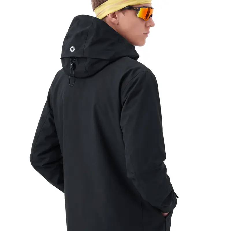  Unisex Waterproof Hooded Jacket Black/Teal/Ivory