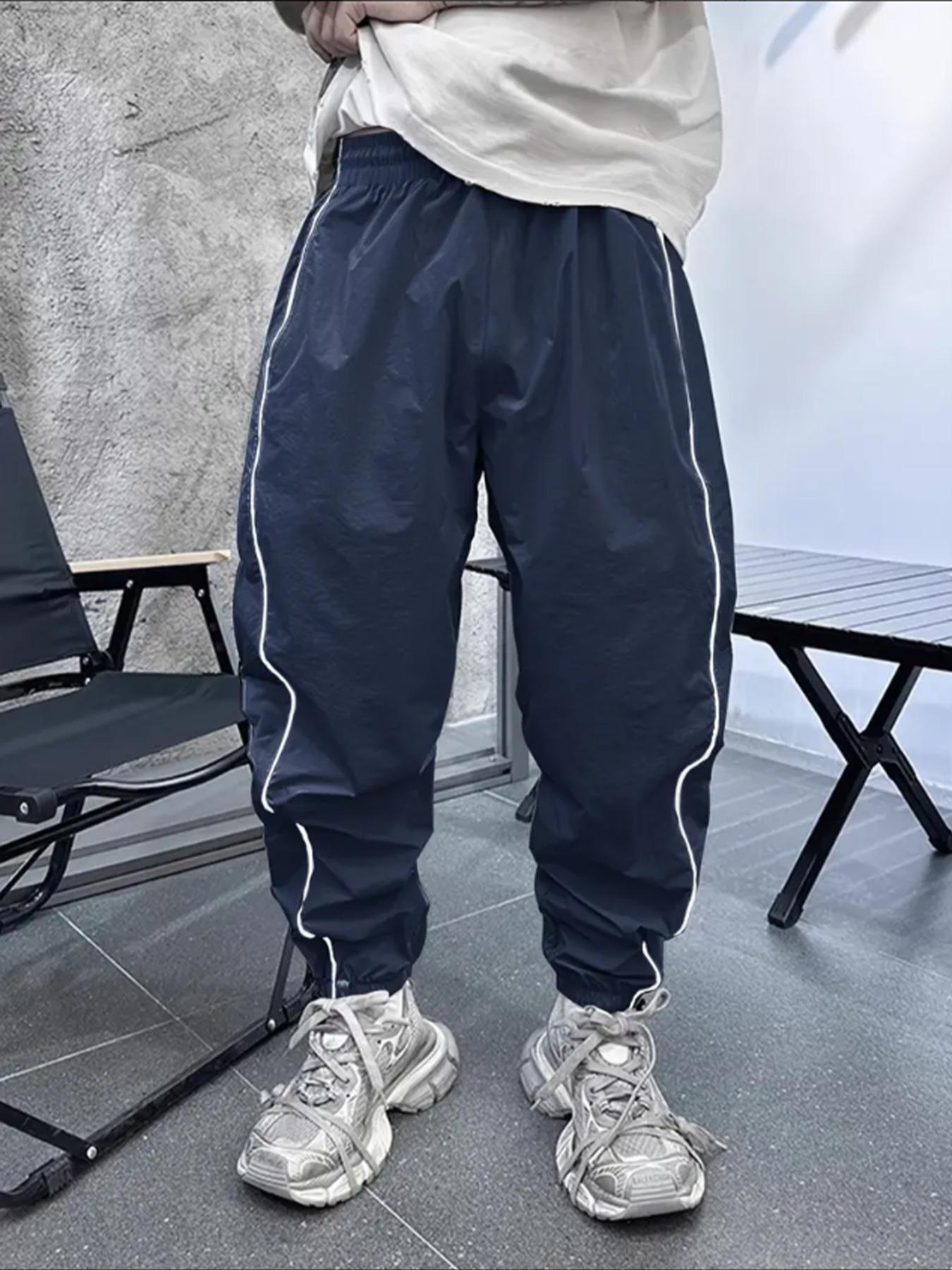 Men's Loose-Fit Casual Pants with Drawstring Waist, H-Type Silhouette, Long/regular Length, Ideal for Spring & Fall Outdoor Activities