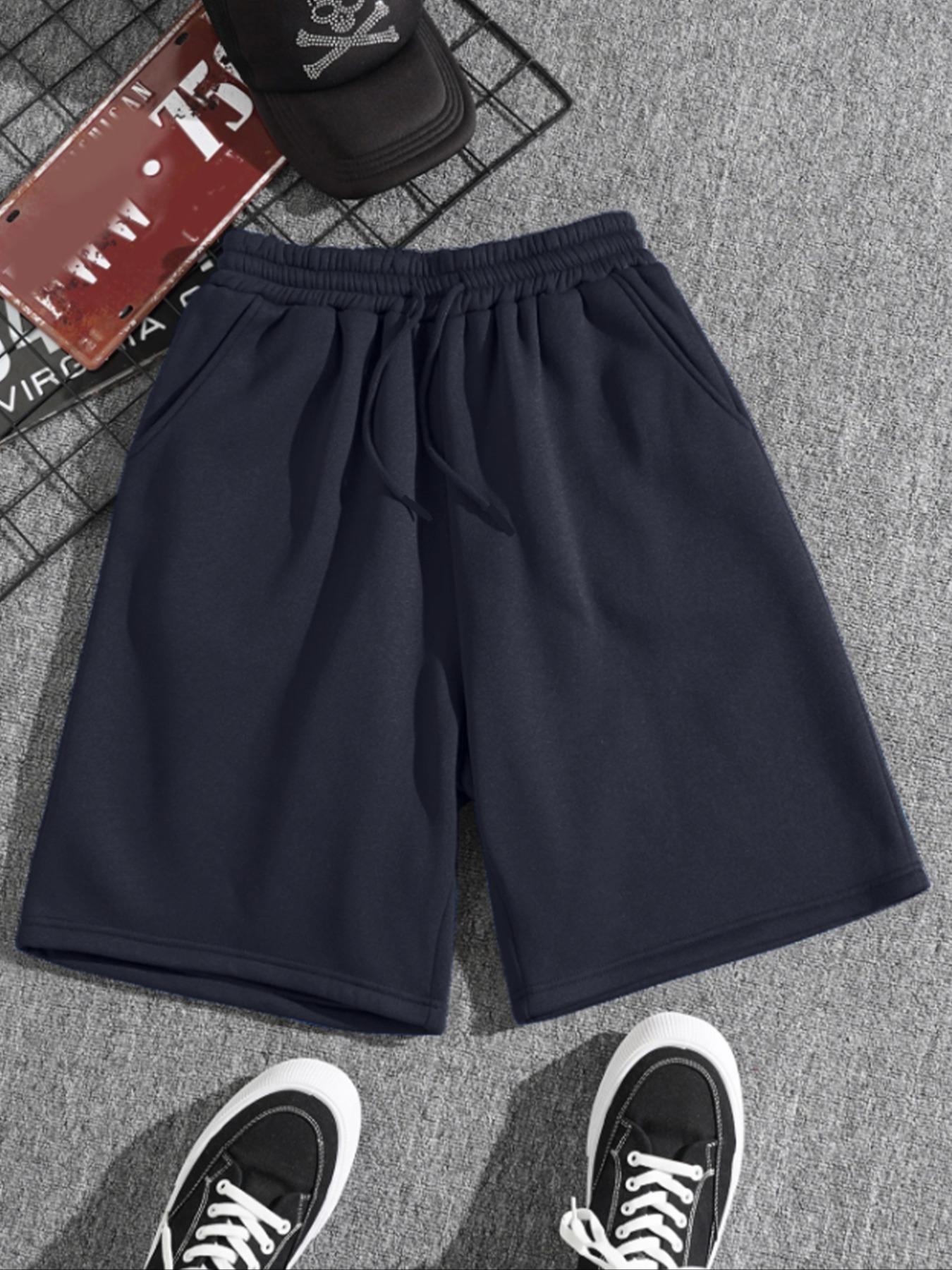 Men's Solid Color Drawstring Waist Shorts, Regular Fit Casual Loungewear Comfy Breathable Everyday Lounge Shorts for Summer, Men's Bottoms for Daily Wear, Menswear