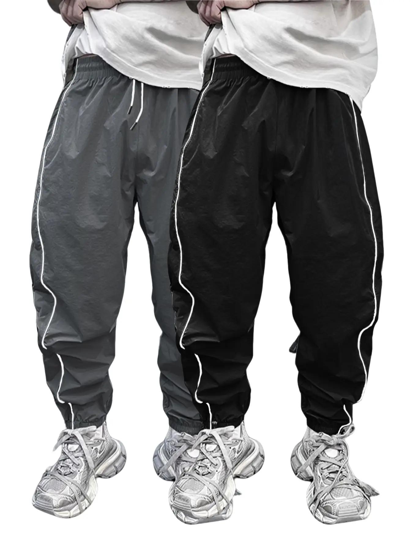 Men's Loose-Fit Casual Pants with Drawstring Waist, H-Type Silhouette, Long/regular Length, Ideal for Spring & Fall Outdoor Activities