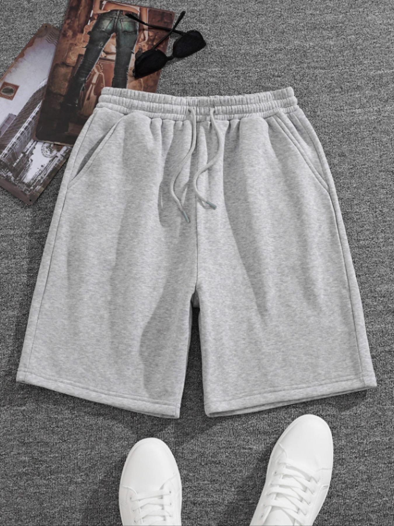 Men's Solid Color Drawstring Waist Shorts, Regular Fit Casual Loungewear Comfy Breathable Everyday Lounge Shorts for Summer, Men's Bottoms for Daily Wear, Menswear