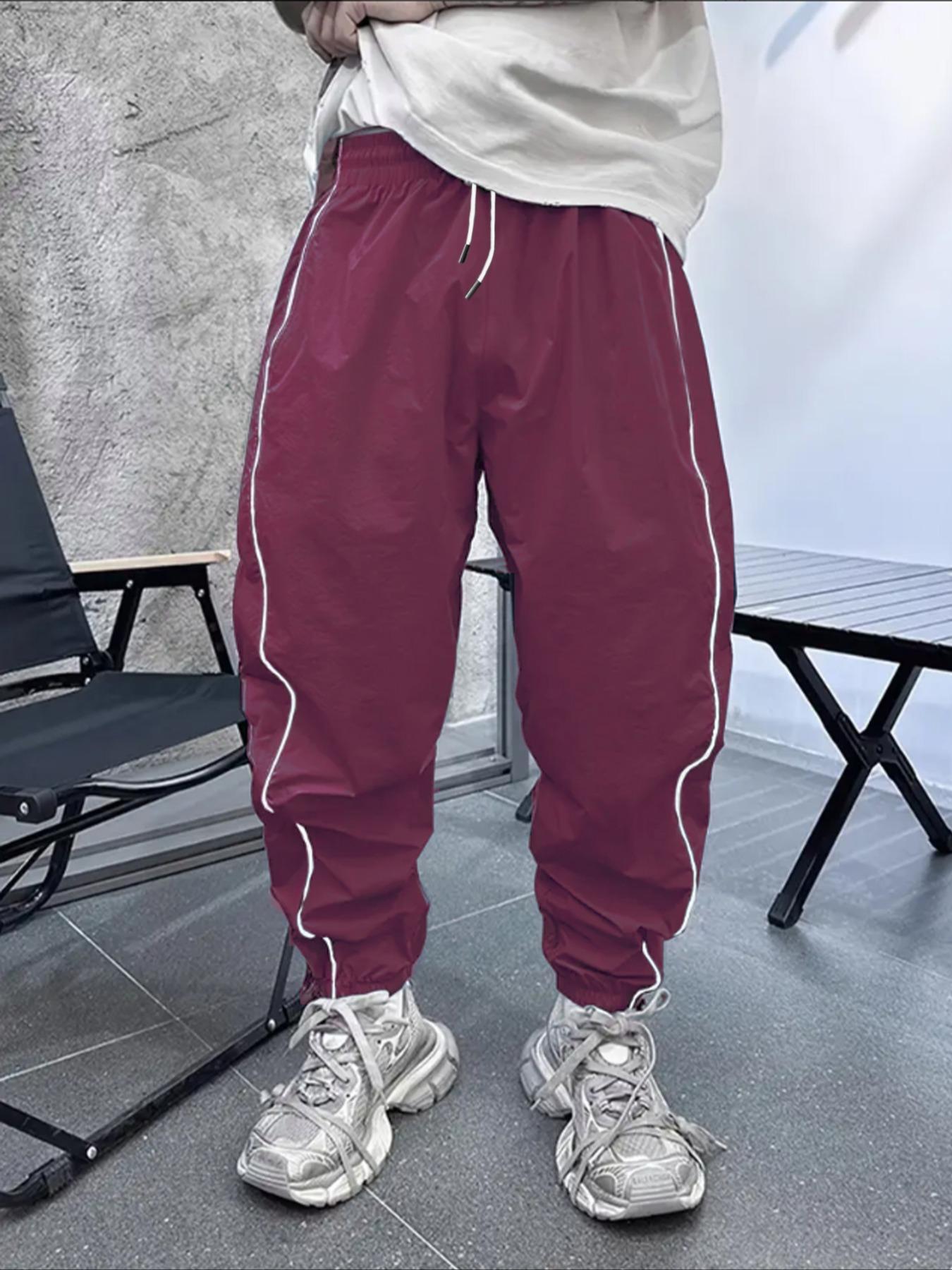 Men's Loose-Fit Casual Pants with Drawstring Waist, H-Type Silhouette, Long/regular Length, Ideal for Spring & Fall Outdoor Activities