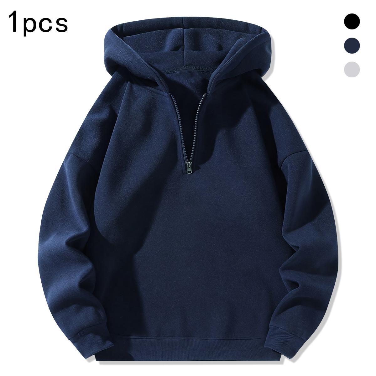 Men's Fitted Half-Zip Hoodie - Long Sleeve Streetwear Men's Clothing, Everyday Tops, Sports & Casual Outdoors Sweatshirt