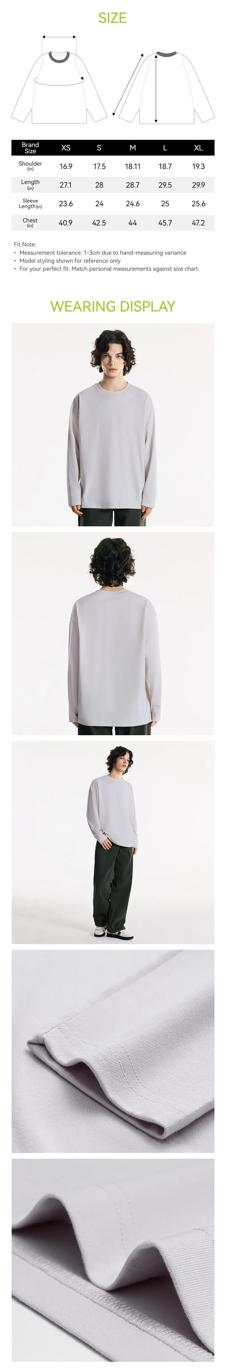 MIDMX Unisex Retro 100% Pure Cotton Heavyweight Plant-Dyed Long Sleeve Crewneck T-Shirt, Loose Fit Basic Top for Women&rsquo;s Casual Streetwear, 2000S Vintage Style