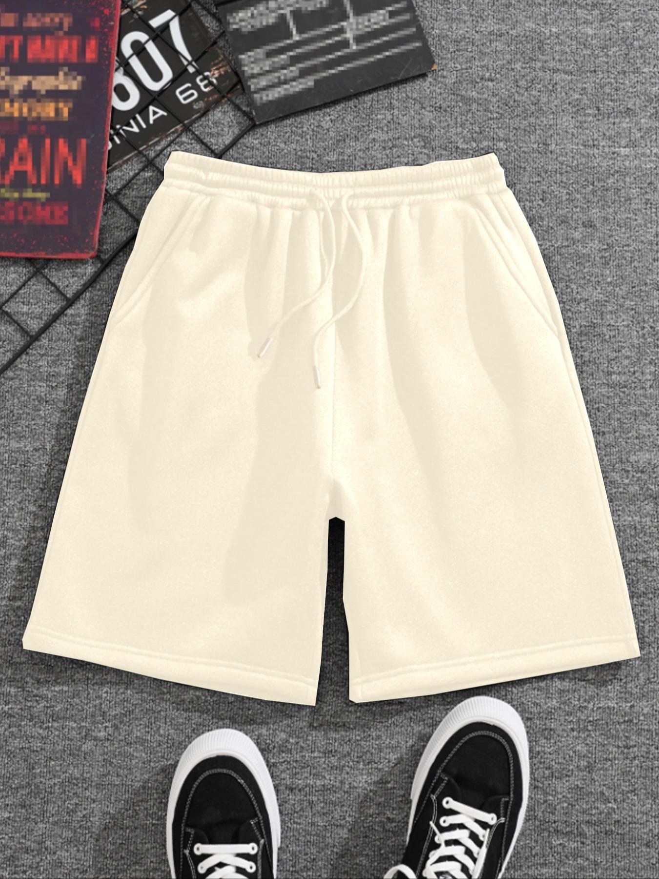 Men's Solid Color Drawstring Waist Shorts, Regular Fit Casual Loungewear Comfy Breathable Everyday Lounge Shorts for Summer, Men's Bottoms for Daily Wear, Menswear