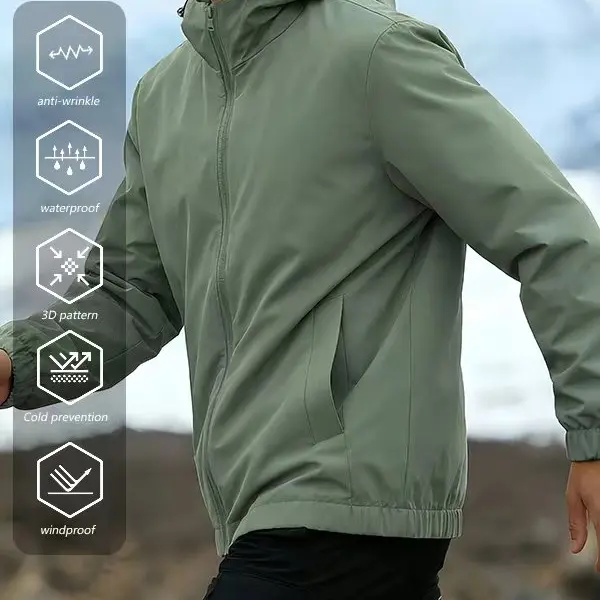 Zip Up Hoodie Men's Vintage Washed Polyester