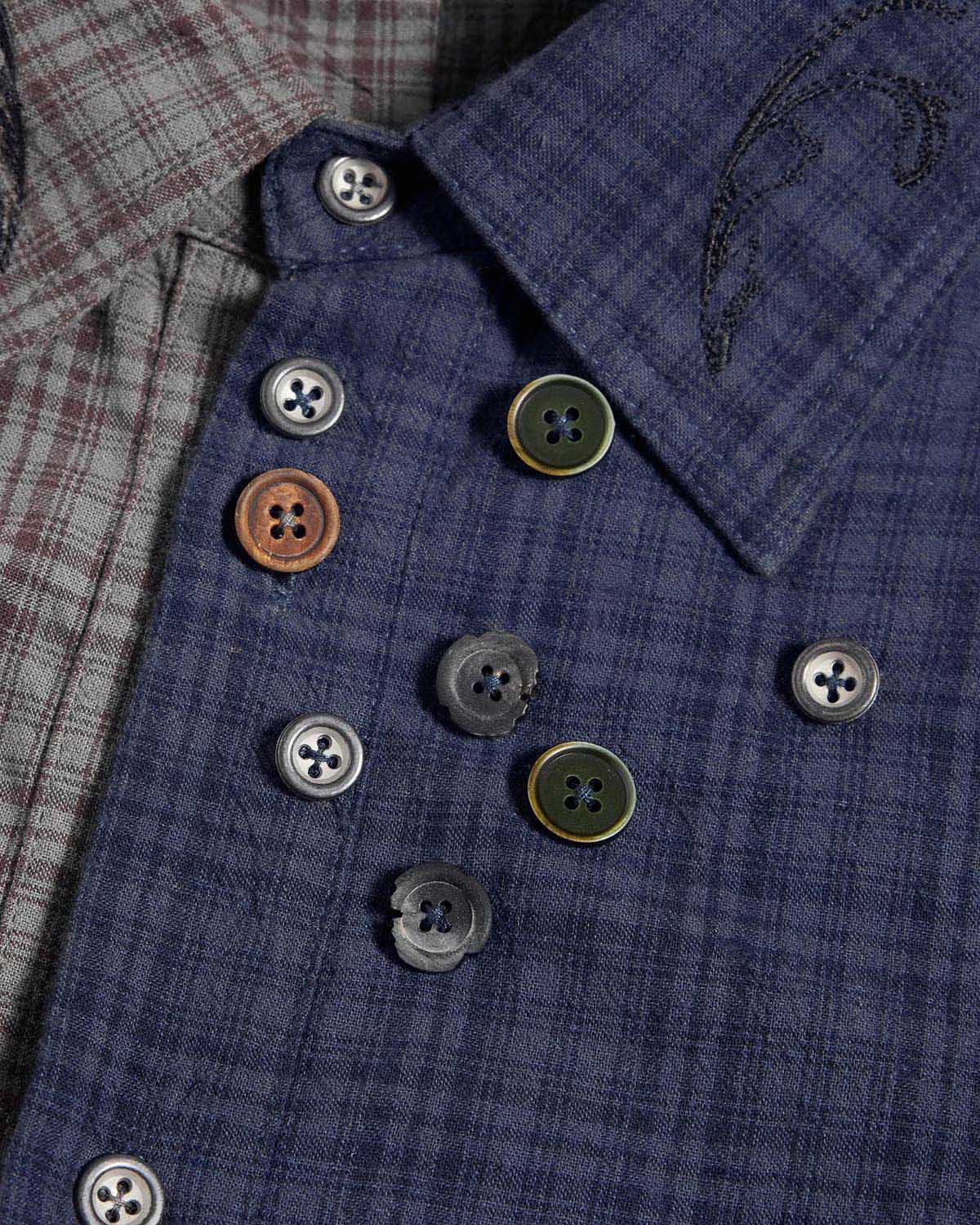 Two-Tone Split Plaid Shirt