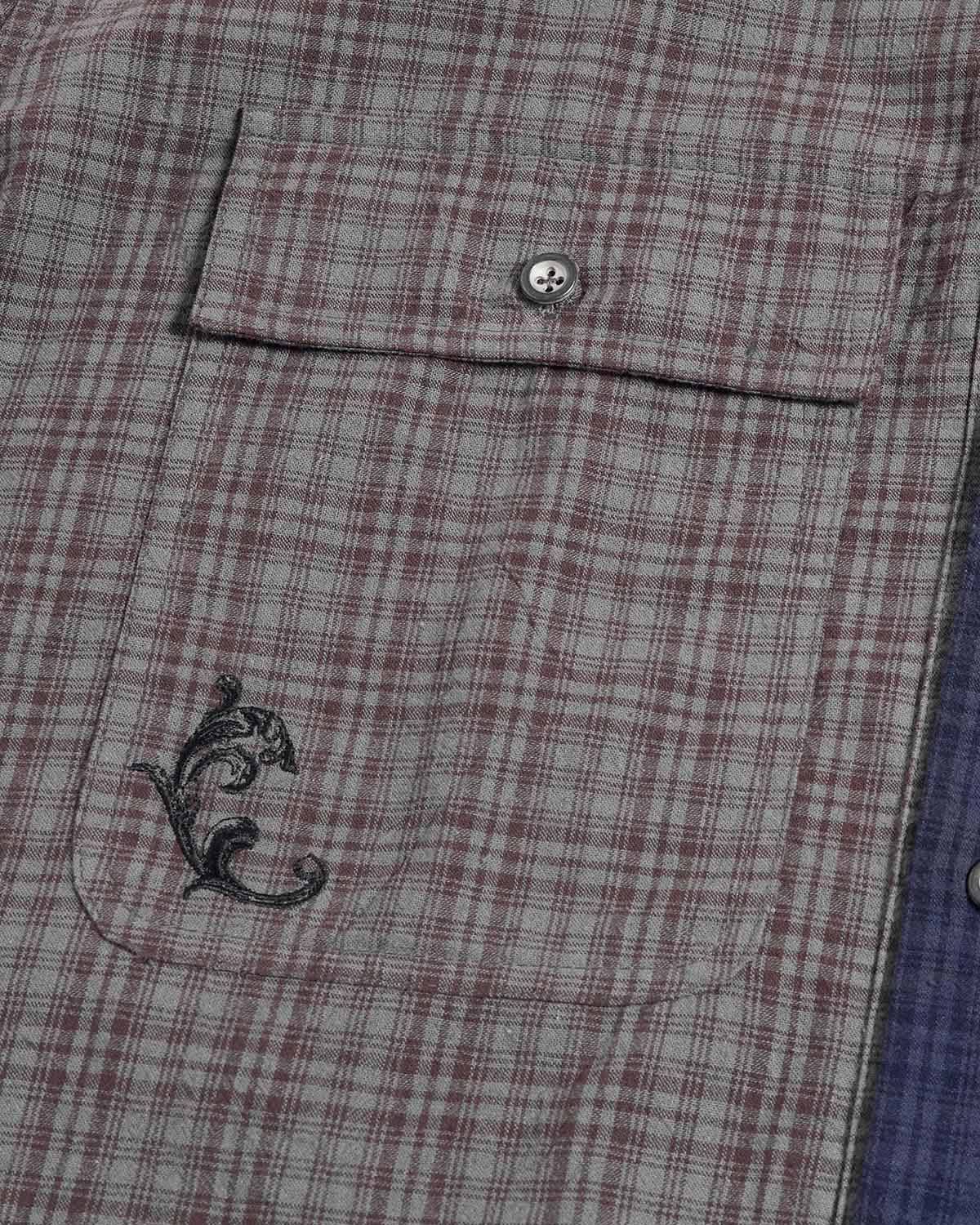 Two-Tone Split Plaid Shirt