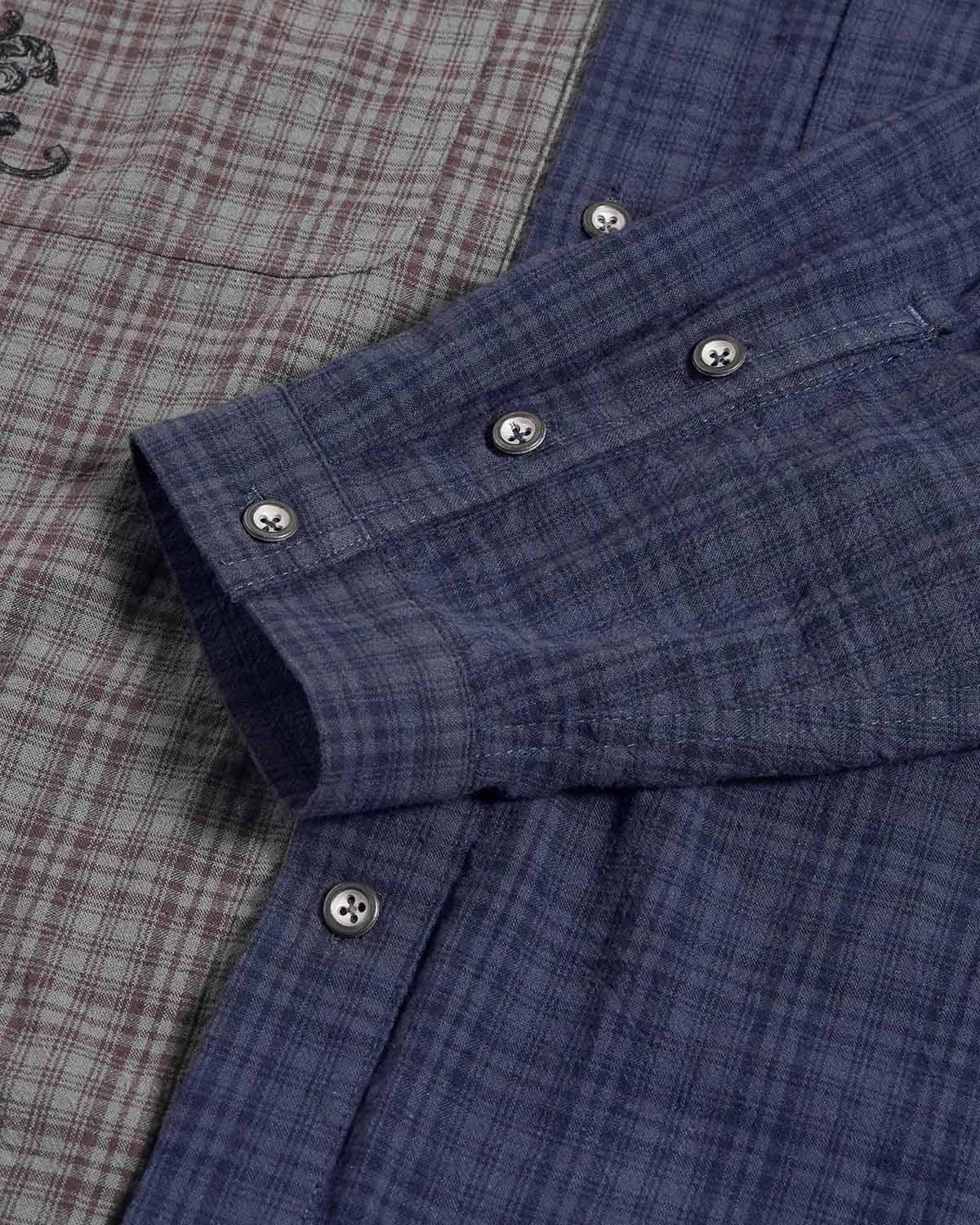 Two-Tone Split Plaid Shirt