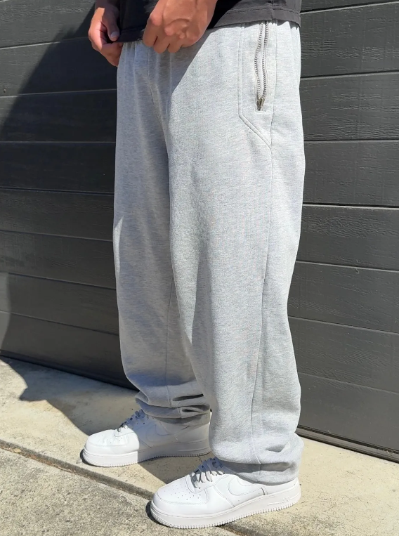  RARE 1990s Baggy Joggers Grey Open Leg