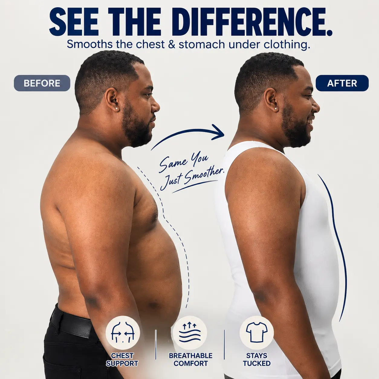  Men's Compression Sleeveless Shirt - Big & Tall Body Shaper