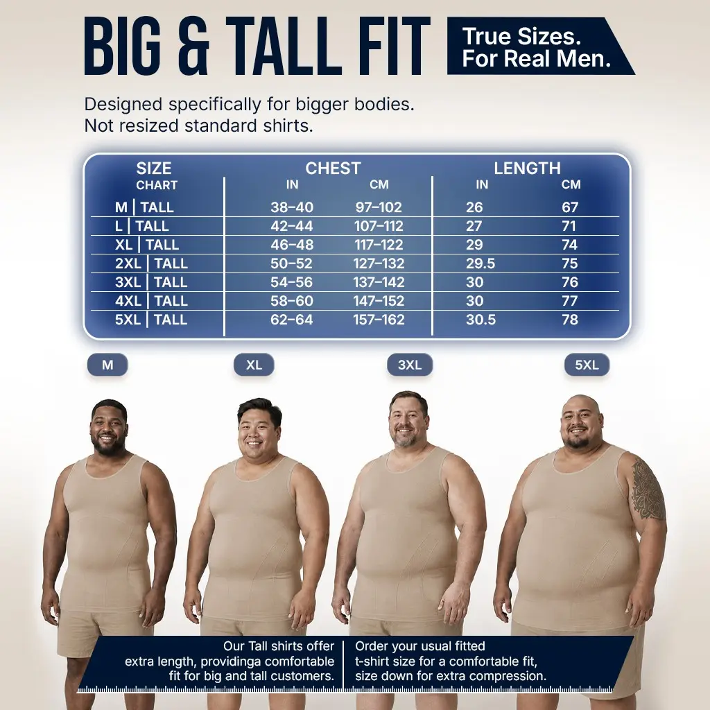  Men's Compression Sleeveless Shirt - Big & Tall Body Shaper