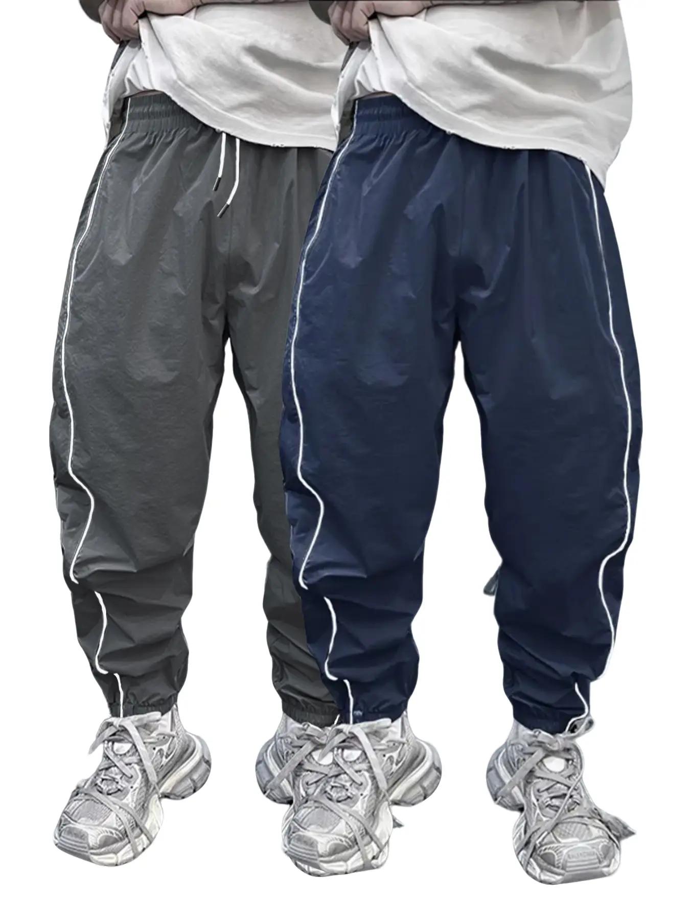 Men's Loose-Fit Casual Pants with Drawstring Waist, H-Type Silhouette, Long/regular Length, Ideal for Spring & Fall Outdoor Activities