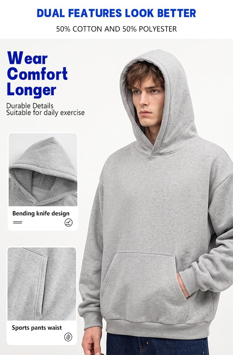 Men's Hoodie  Long Sleeve Pullover Regular Fit Soft Breathable Durable Everyday Machine Washable Casual Outdoor Urban Street Wear Black Beige