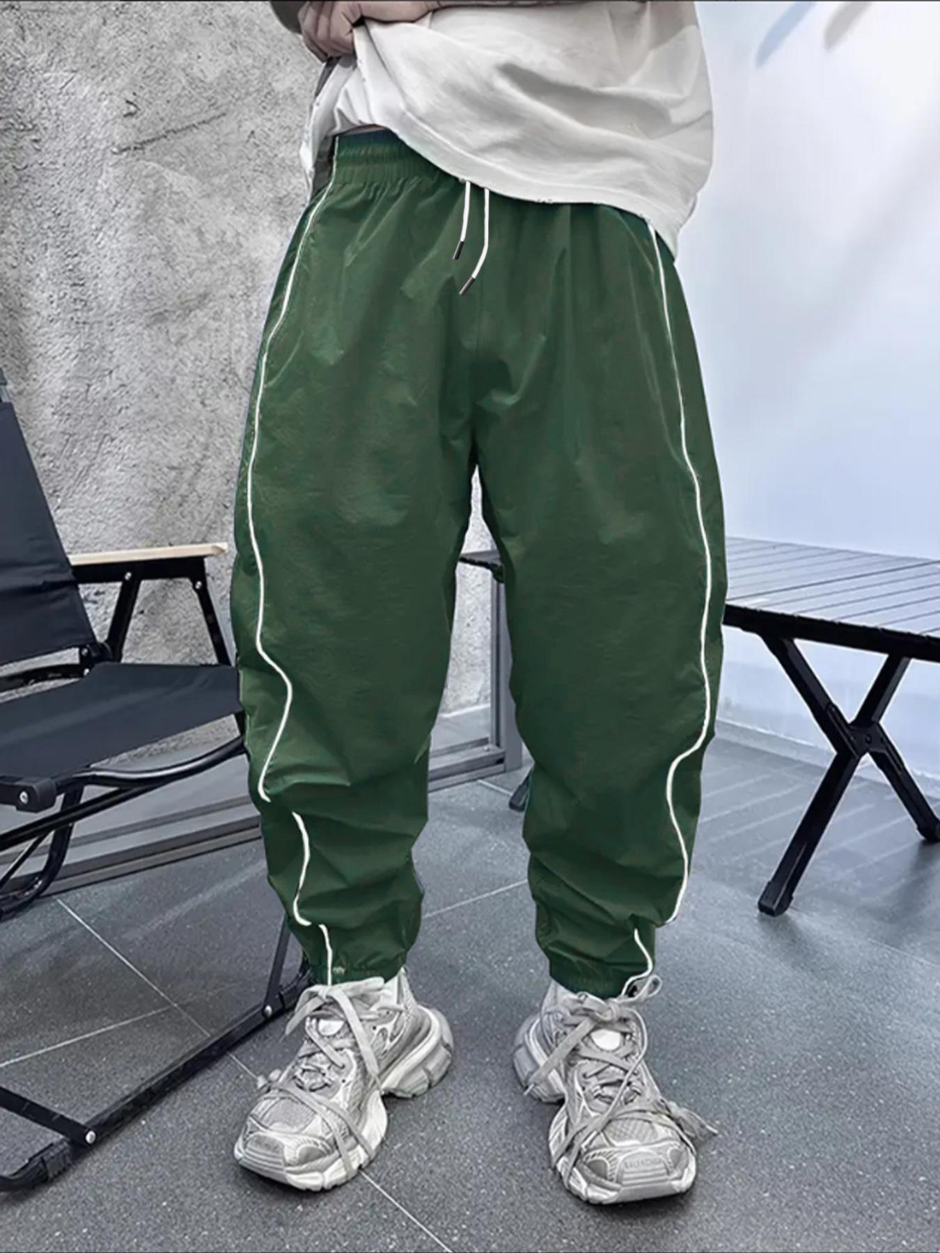 Men's Loose-Fit Casual Pants with Drawstring Waist, H-Type Silhouette, Long/regular Length, Ideal for Spring & Fall Outdoor Activities
