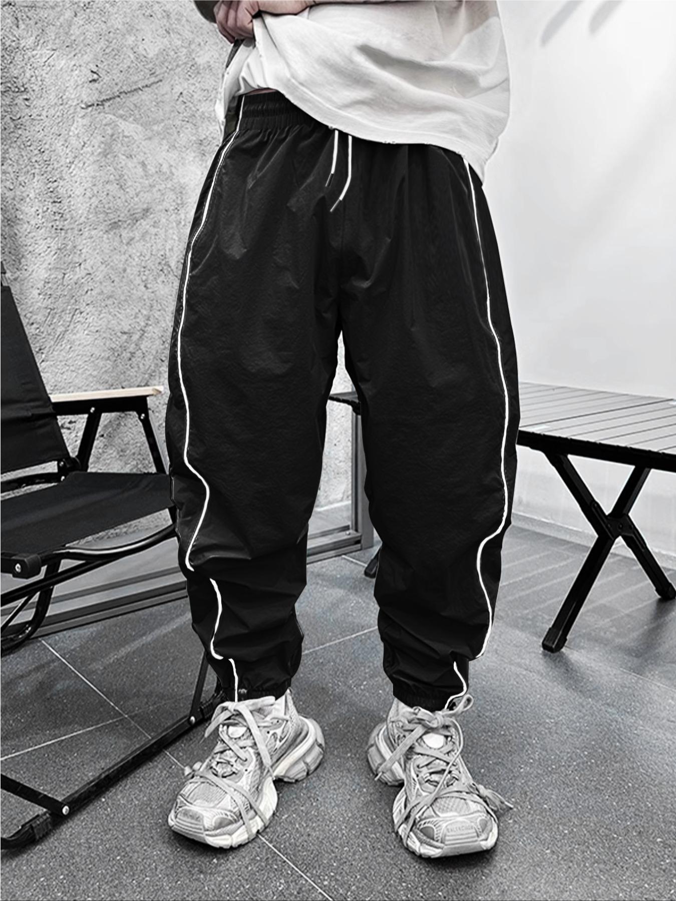 Men's Loose-Fit Casual Pants with Drawstring Waist, H-Type Silhouette, Long/regular Length, Ideal for Spring & Fall Outdoor Activities