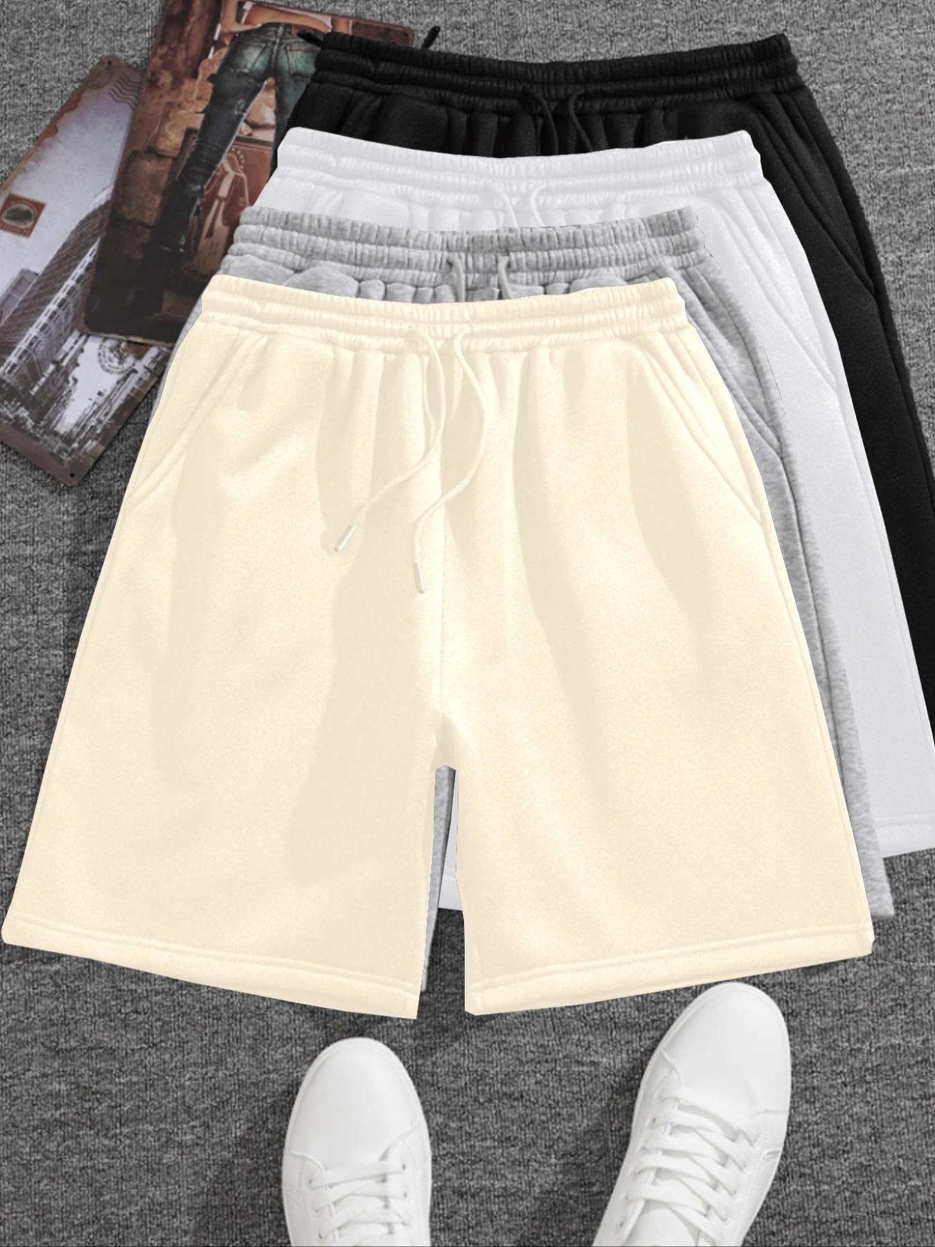 Men's Solid Color Drawstring Waist Shorts, Regular Fit Casual Loungewear Comfy Breathable Everyday Lounge Shorts for Summer, Men's Bottoms for Daily Wear, Menswear