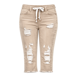 Fashion Distressed Ripped Capri Jeans