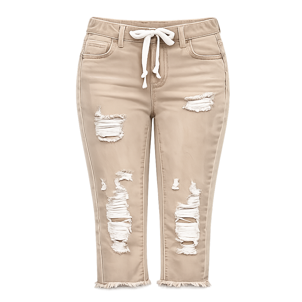 Fashion Distressed Ripped Capri Jeans