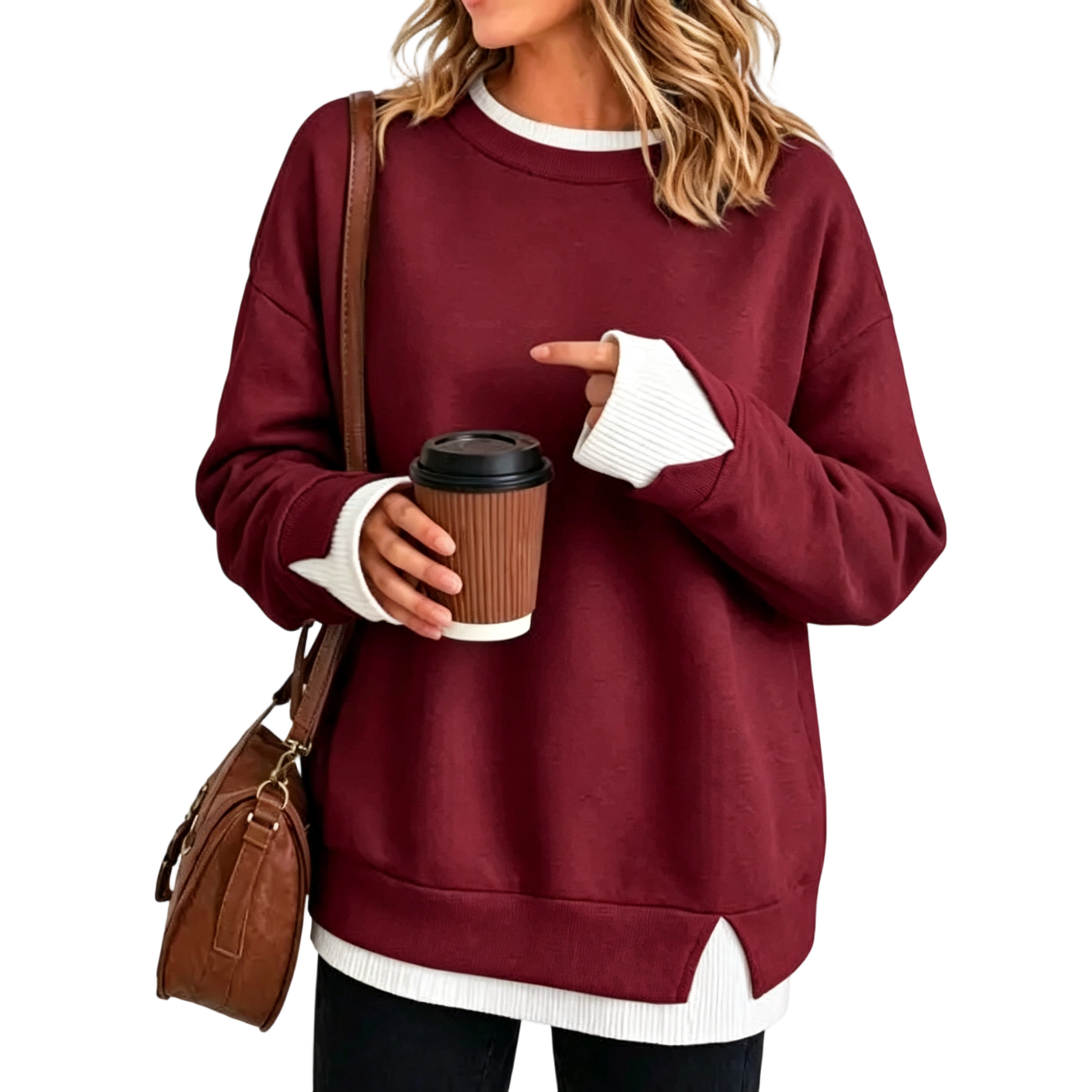 Women's  Two Piece Layered Sweatshirt