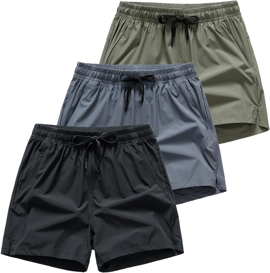athletic shorts lightweight moisture wicking with zipper pockets