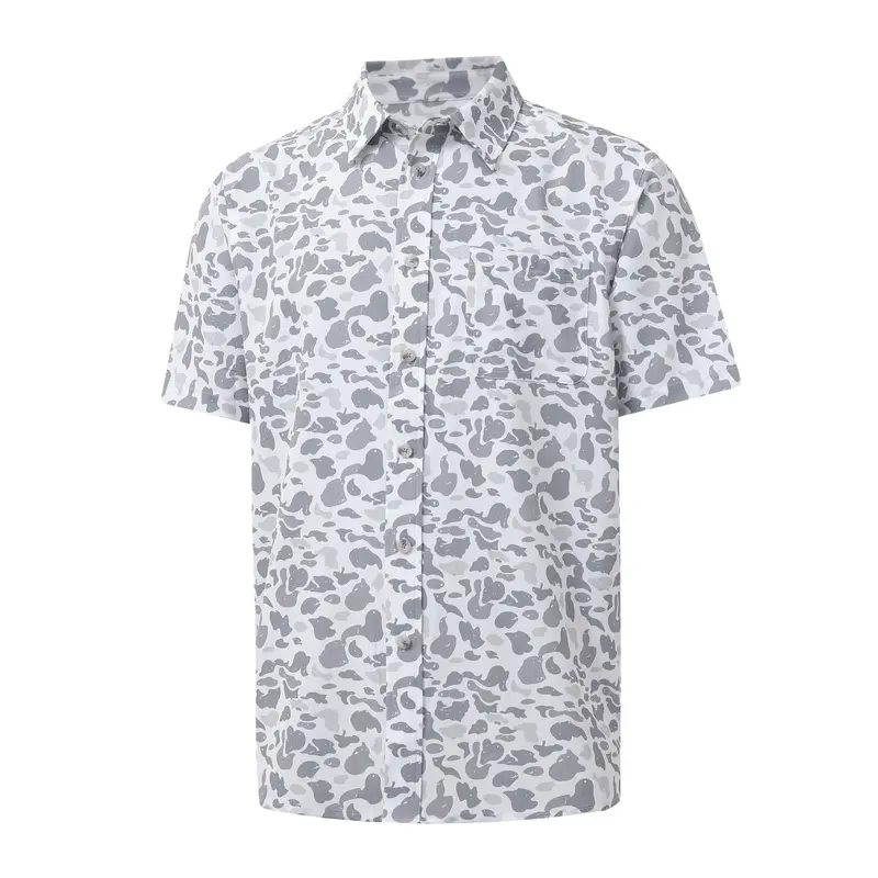 Men's Hawaiian Camouflage Print Casual Button-Down Shirt