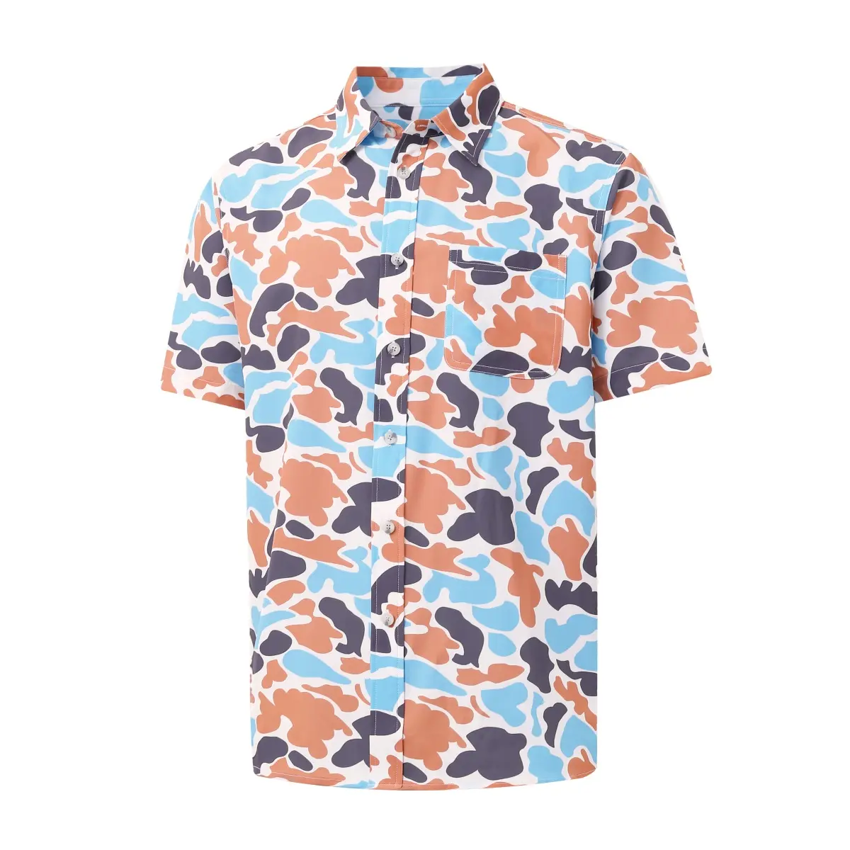 Men's Hawaiian Camouflage Print Casual Button-Down Shirt
