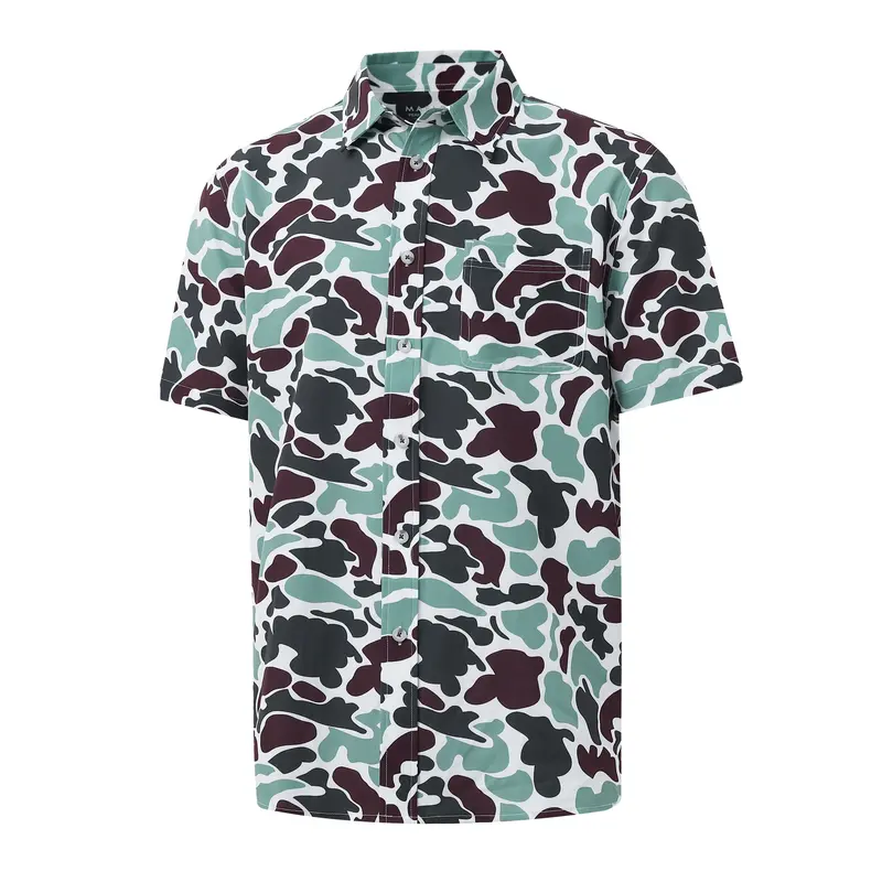 Men's Hawaiian Camouflage Print Casual Button-Down Shirt
