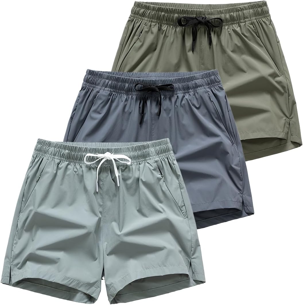 athletic shorts lightweight moisture wicking with zipper pockets