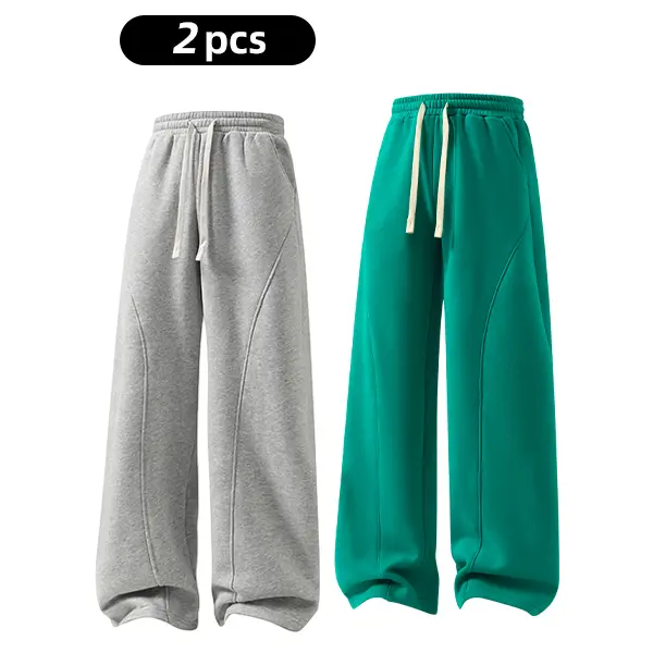 Oversized Thermal Fleece Drawstring Winter Daily Mens Sweatpants