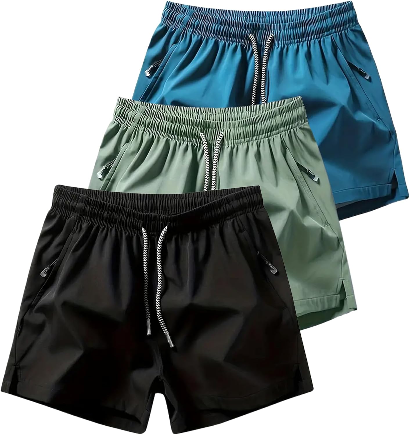 athletic shorts lightweight moisture wicking with zipper pockets